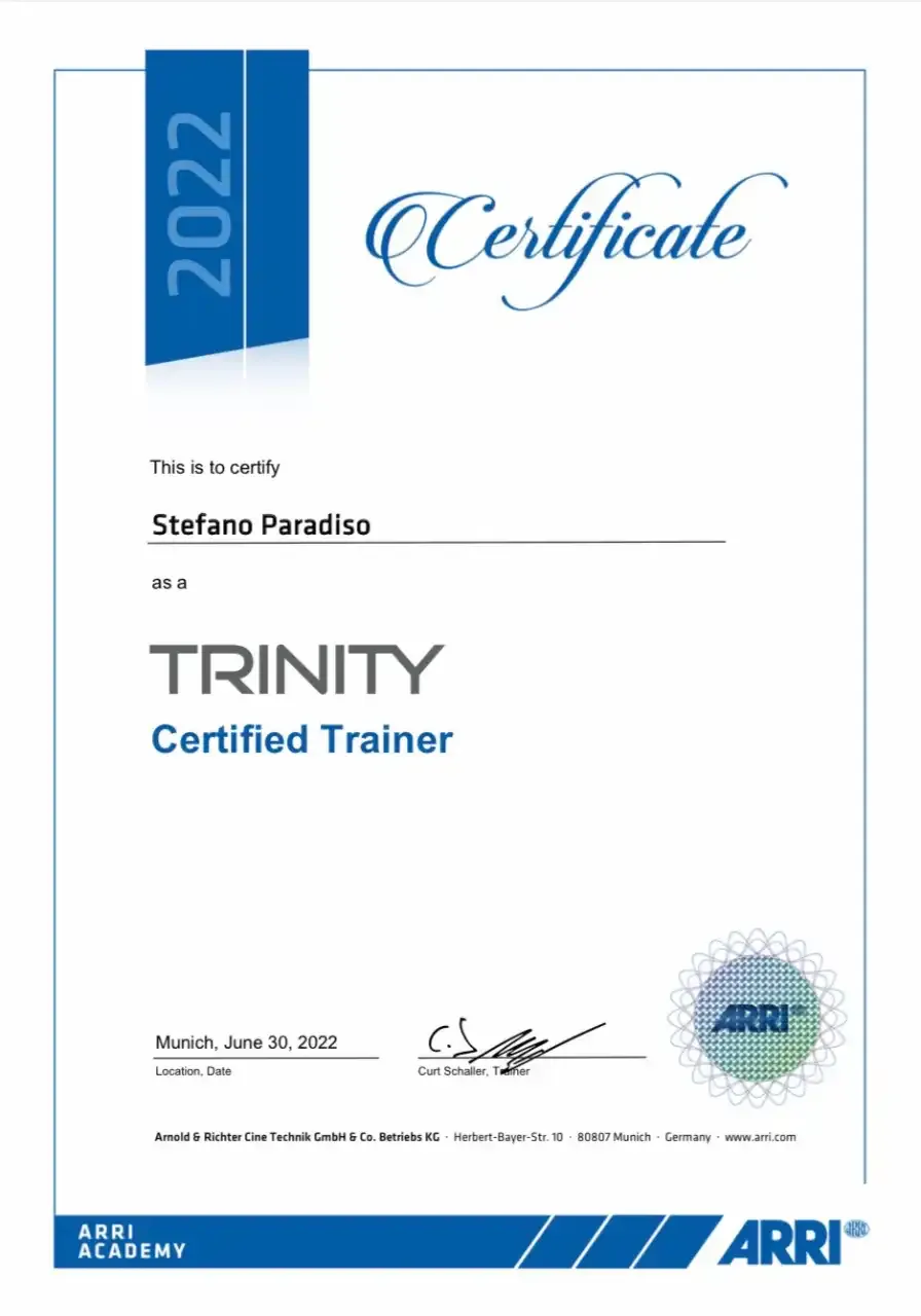 Arri Trinity certificate